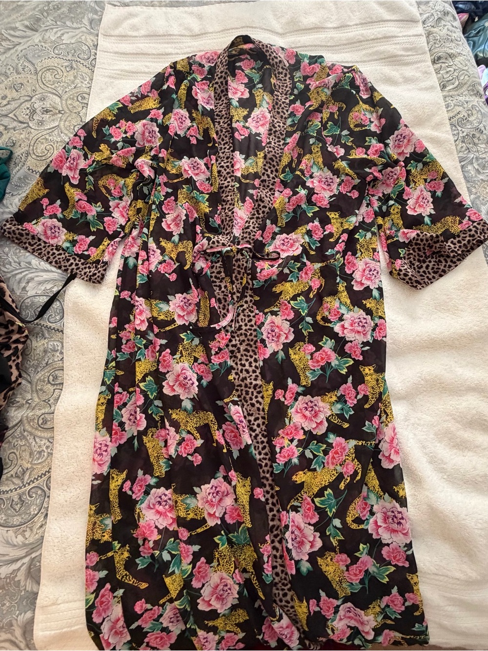 torrid Black Floral & Leopard Trim Swim Coverup